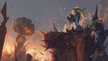 Картинка heroes+of+the+storm видео+игры девушка с оружием демон