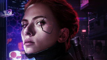 Картинка рисованное кино арт avengers black widow cyberpunk 2077