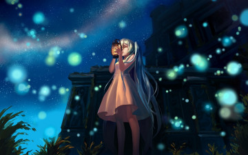 Картинка аниме vocaloid ночь