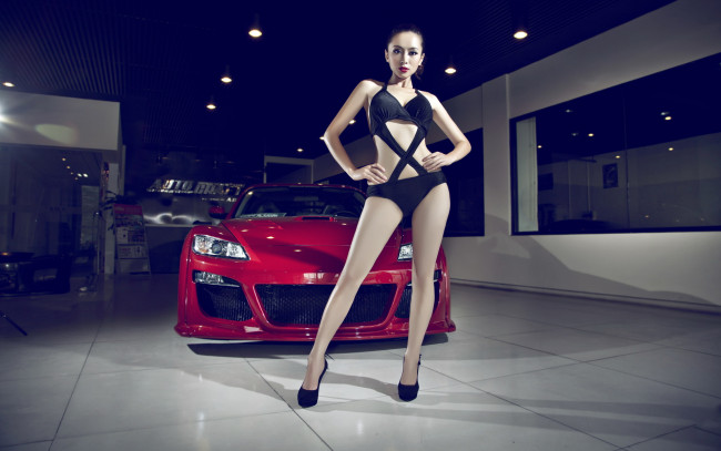 Обои картинки фото автомобили, авто, девушками, mazda, rx-8, девушка, азиатка
