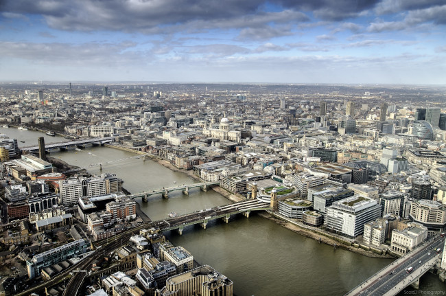 Обои картинки фото города, лондон, великобритания, панорама, река, мосты