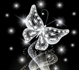 Картинка 3д+графика -другое glow jem неоновая бабочка diamonds white abstract sparkle butterfly neon