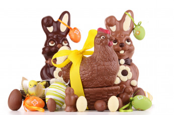Картинка праздничные пасха шоколад зайцы
