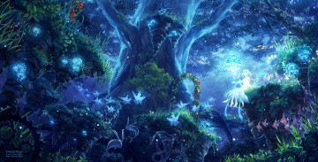 Картинка аниме *unknown+ другое розы механизм рыбки заяц грибы ночь цветы деревья лес фея крылья девушка природа
