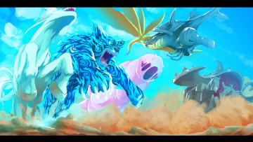 Картинка аниме naruto звери арт наруто небо пыль хвостатые