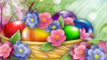 Картинка праздничные пасха яйца цветы