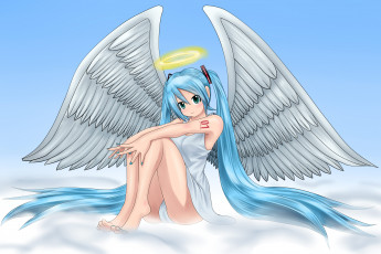 Картинка аниме vocaloid ангел фон взгляд девушка