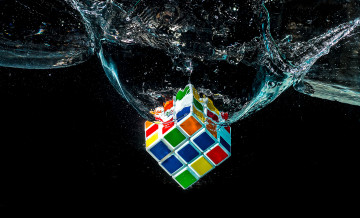 Картинка разное капли +брызги +всплески головоломка кубик рубика макро вода