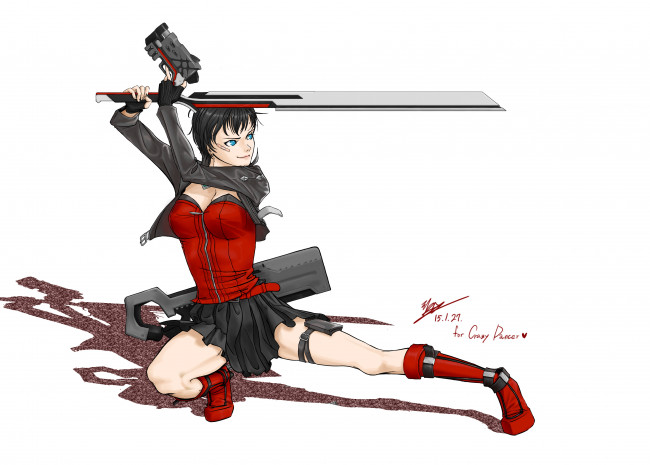 Обои картинки фото аниме, closers, оружие, пистолет, меч, девушка, арт