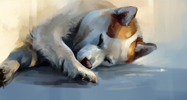 Обои картинки фото рисованное, животные,  собаки, спит, by, salamandra-s, собака
