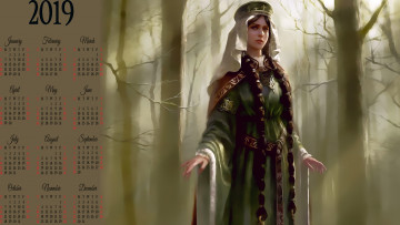 Картинка календари фэнтези девушка дерево