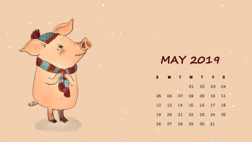 Картинка календари рисованные +векторная+графика шарф свинья шапка поросенок