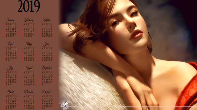 Обои картинки фото календари, фэнтези, лицо, взгляд, девушка