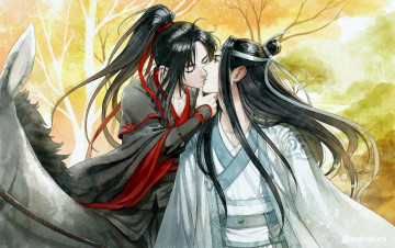 Картинка аниме mo+dao+zu+shi вэй усянь лань ванцзы поцелуй ослик