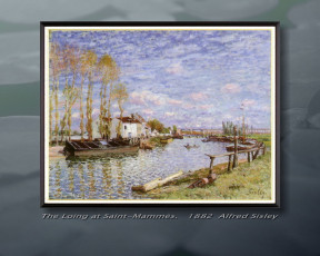 Картинка alfred sisley рисованные река дом