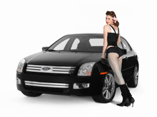 Картинка автомобили авто девушками девушка ford черный