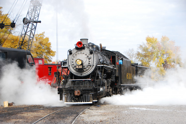 Обои картинки фото steamtrain, техника, паровозы, пар, тендер, паровоз, рельсы