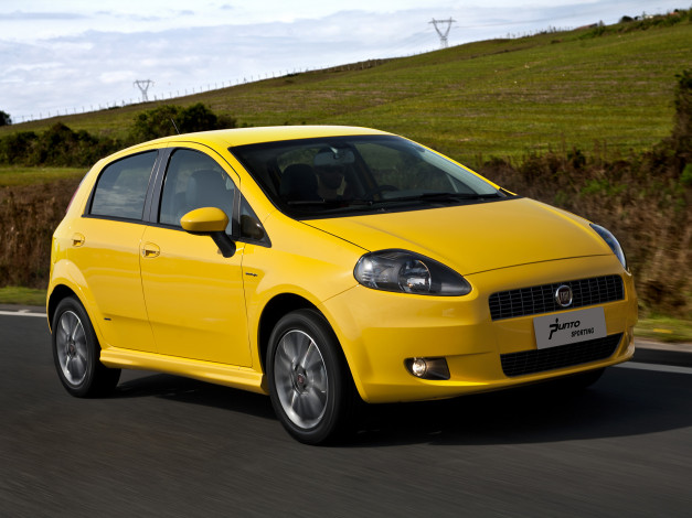 Обои картинки фото автомобили, fiat, желтый, 310, br-spec, sporting, punto