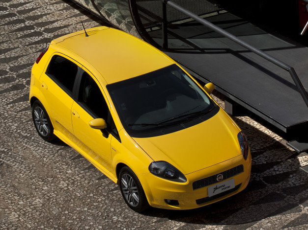 Обои картинки фото автомобили, fiat, желтый, br-spec, 310, punto, sporting