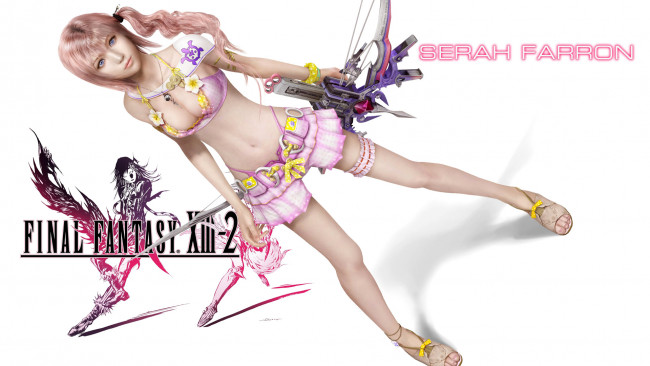 Обои картинки фото видео игры, final fantasy xiii-2, оружие, девушка, взгляд