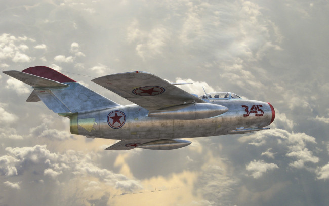 Обои картинки фото авиация, боевые самолёты, небо, миг-15бис