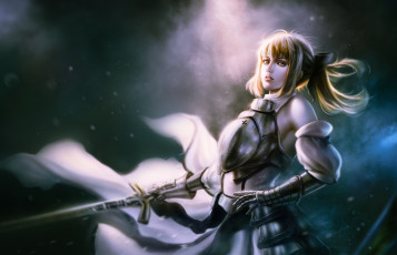 Картинка аниме fate stay+night saber lily девушка меч взгляд арт
