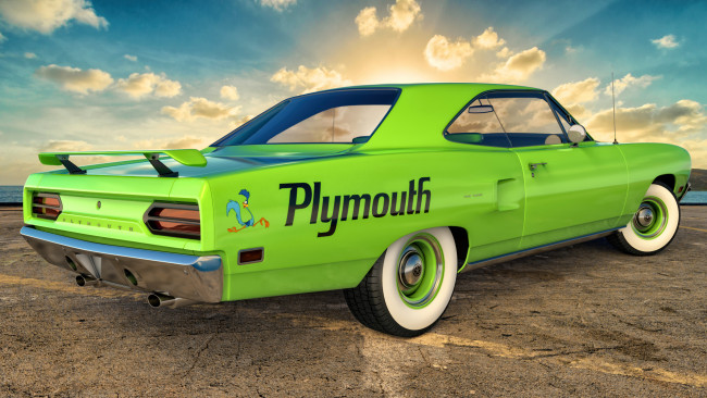 Обои картинки фото автомобили, 3д, plymouth, 1970г