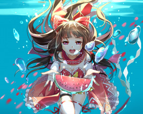 Картинка аниме touhou арбуз вода девочка