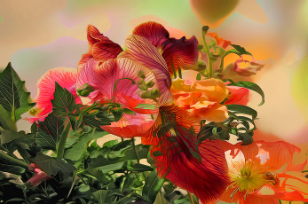 Картинка разное компьютерный+дизайн линии листья цветы краски растение