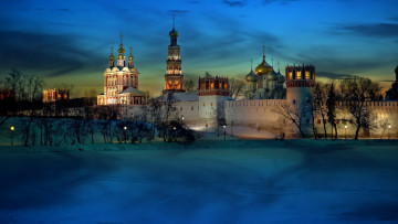 Картинка города -+православные+церкви +монастыри новодевичий москва монастырь свет холод
