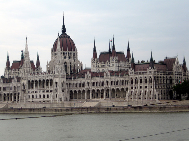 Обои картинки фото города, будапешт , венгрия, парламент, река