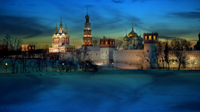 Обои картинки фото города, - православные церкви,  монастыри, новодевичий, москва, монастырь, свет, холод