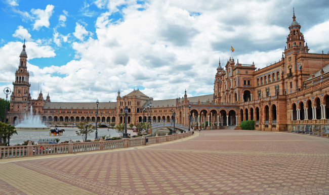 Обои картинки фото plaza de espa&, 241,  seville, города, севилья , испания, площадь