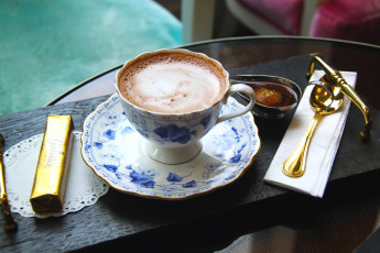 Картинка еда кофе +кофейные+зёрна мед чашка шоколад
