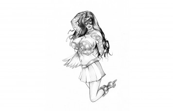 Картинка рисованное комиксы взгляд маска фон девушка