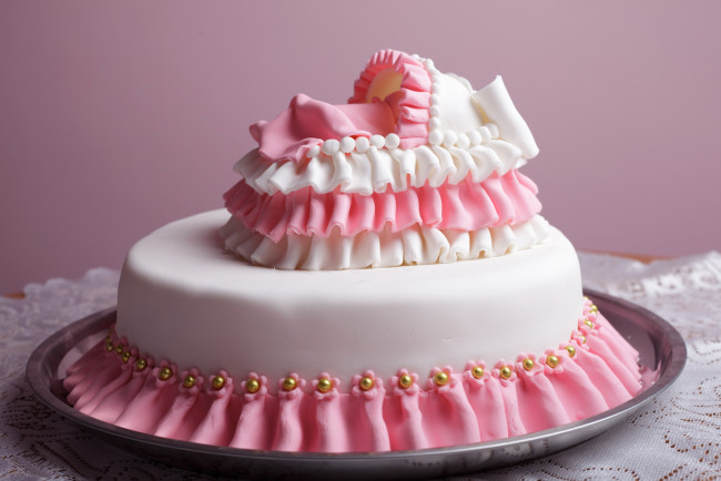 Обои картинки фото еда, торты, бело-розовый, торт