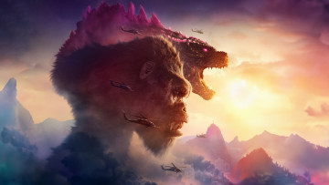 Картинка godzilla+x+kong +the+new+empire+ +2024+ кино+фильмы +the+new+empire годзилла и конг новая империя фантастика боевик плакат экран x