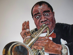 Картинка louis armstrong рисованные люди джаз трубач
