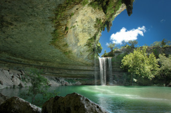 Картинка hamilton pool preserve природа водопады подземное озеро техас