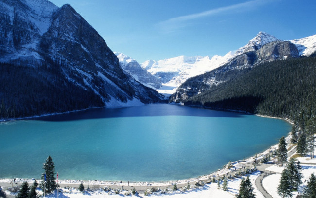 Обои картинки фото природа, реки, озера, холод, зима, горы, озеро