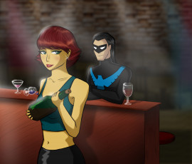 Картинка рисованные комиксы вино девушка