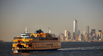 Картинка new york city корабли другое бухта манхэттен нью-йорк upper bay manhattan nyc паром залив