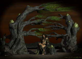 Картинка 3д+графика fantasy+ фантазия дерево девушка