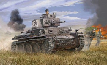 Картинка рисованные армия солдаты танк атака
