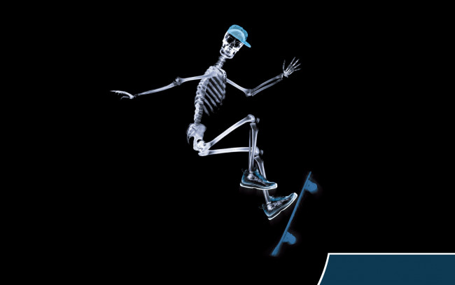 Обои картинки фото разное, кости,  рентген, скейтборд