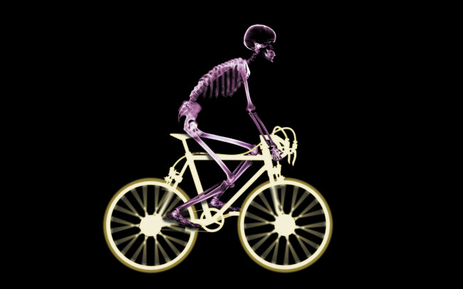 Обои картинки фото разное, кости,  рентген, велосипедист