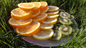 Картинка еда цитрусы лимон киви апельсин
