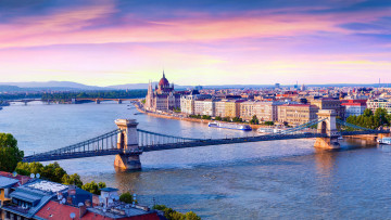 обоя города, будапешт , венгрия, река, мост