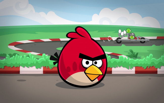 Обои картинки фото видео игры, angry birds, птица, дорога, свиньи, яйца