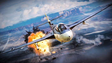 Картинка видео+игры war+thunder самолет ракета полет панорама